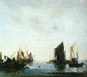 Jan van de Cappelle Seascape with Sailing Boats painting